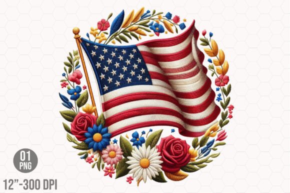 Evaluating Embroidery Floral America Flag for Etsy Sales