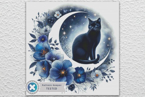 Review: Cross Stitch Pattern PDF Floral Cat Moon
