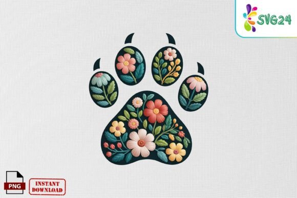 Review: Floral Paw Print Patch Embroidery PNG